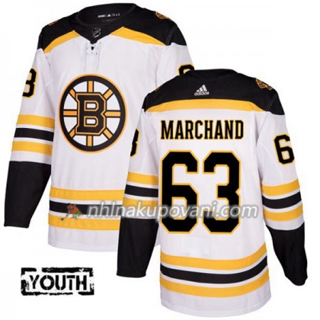 Boston Bruins Dresy Brad Marchand 63 Bílá 2017-2018 Adidas Authentic - Dětské Boston Bruins Dresy Brad Marchand 63 Bílá 2017-2018 Adidas Authentic - Dětské